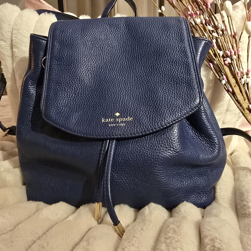 Kate Spade Blue Leather Backpack